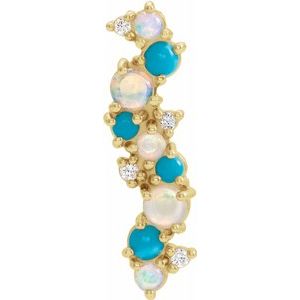 14K Yellow Ethiopian Opal Turquoise & .03 CTW Diamond Scatted Pendant - Siddiqui Jewelers