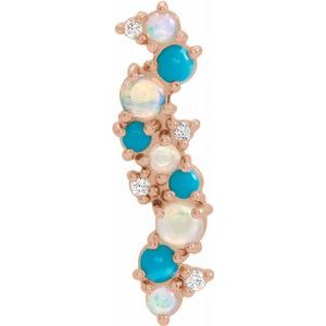 14K Rose Ethiopian Opal Turquoise & .03 CTW Diamond Scatted Pendant - Siddiqui Jewelers