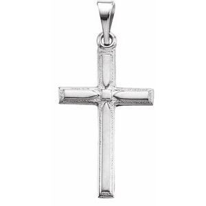 14K White 19x12.5 mm Cross Pendant - Siddiqui Jewelers