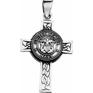 Sterling Silver 28.5x20.8 mm U.S. Navy Cross Necklace - Siddiqui Jewelers