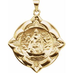 14K Yellow 31x31 mm Caridad del Cobre Medal - Siddiqui Jewelers