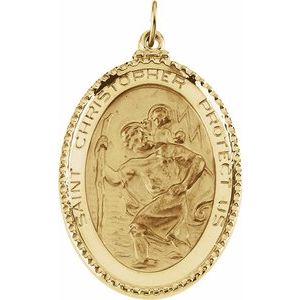 14K Yellow 39x26 mm Oval St. Christopher Medal - Siddiqui Jewelers