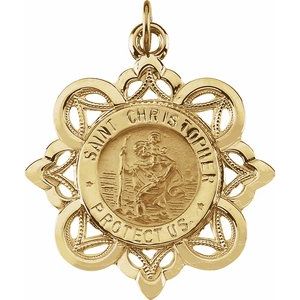 14K Yellow 28x26 mm St. Christopher Medal - Siddiqui Jewelers
