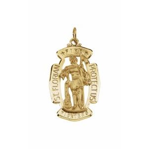 14K Yellow 30x20 mm St. Florian Medal - Siddiqui Jewelers