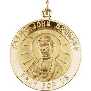 14K Yellow 15 mm Round St. John Neumann Medal - Siddiqui Jewelers