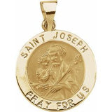 14K Yellow 18 mm Round Hollow St. Joseph Medal - Siddiqui Jewelers