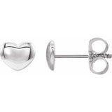 Sterling Silver 5.9x5.4 mm Youth Puffed Heart Earrings - Siddiqui Jewelers