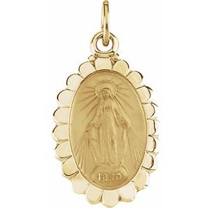 14K Yellow 17x11 mm Oval Miraculous Medal - Siddiqui Jewelers