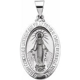 14K White 23x16 mm Oval Hollow Miraculous Medal - Siddiqui Jewelers