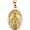 14K Yellow 23x16 mm Oval Hollow Miraculous Medal - Siddiqui Jewelers