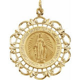 14K Yellow 25 mm Round Miraculous Medal - Siddiqui Jewelers