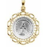 14K White & Yellow 21 mm Round Miraculous Medal - Siddiqui Jewelers