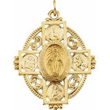 14K Yellow 35x28 mm Miraculous Cross Medal - Siddiqui Jewelers