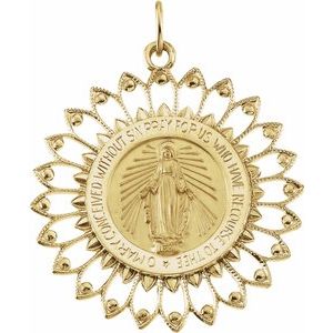 14K Yellow 33x30 mm Round Miraculous Medal - Siddiqui Jewelers