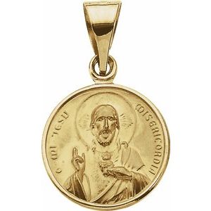 18K Yellow 13 mm Sacred Heart Medal - Siddiqui Jewelers