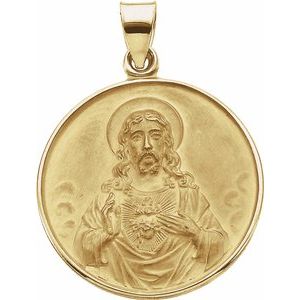 18K Yellow 24.5 mm Sacred Heart Medal - Siddiqui Jewelers