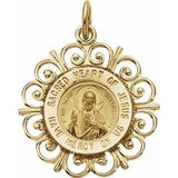 14K Yellow 18 mm Round Sacred Heart of Jesus Medal - Siddiqui Jewelers