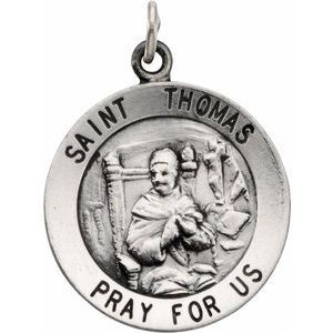 Sterling Silver 18 mm Round St. Thomas Medal - Siddiqui Jewelers