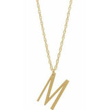 14K Yellow Block Initial M 16-18" Necklace with Brush Finish - Siddiqui Jewelers