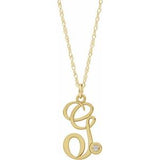 14K Yellow Gold-Plated .02 CT Diamond Script Initial G 16-18" Necklace - Siddiqui Jewelers