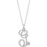 Sterling Silver .02 CT Diamond Script Initial G 16-18" Necklace - Siddiqui Jewelers