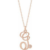 14K Rose Gold-Plated Sterling Silver .02 CT Diamond Script Initial G 16-18" Necklace - Siddiqui Jewelers