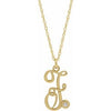 14K Yellow Gold-Plated .02 CT Diamond Script Initial F 16-18" Necklace - Siddiqui Jewelers
