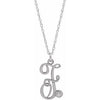 Sterling Silver .02 CT Diamond Script Initial F 16-18" Necklace - Siddiqui Jewelers