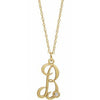 14K Yellow Gold-Plated .02 CT Diamond Script Initial B 16-18" Necklace - Siddiqui Jewelers