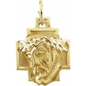 14K Yellow 18x16 mm Face of Jesus Pendant - Siddiqui Jewelers