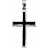 Sterling Silver & Black Epoxy 20x13 mm Cross Pendant - Siddiqui Jewelers