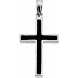 14K White & Black Epoxy 30x20 mm Cross Pendant - Siddiqui Jewelers