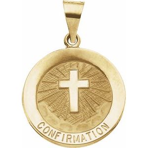 14K Yellow 18 mm Hollow Confirmation Medal - Siddiqui Jewelers