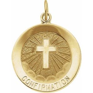 14K Yellow 18 mm Confirmation Medal with Cross - Siddiqui Jewelers