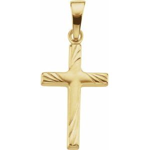 14K Yellow 17.5x12 Cross Pendant - Siddiqui Jewelers