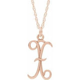 14K Rose Script Initial X 16-18" Necklace - Siddiqui Jewelers