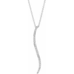 14K White .07 CTW Diamond Freeform Vertical Bar 16-18" Necklace - Siddiqui Jewelers