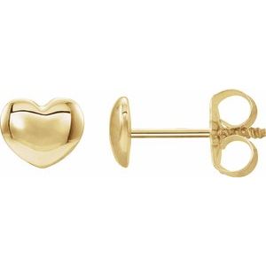 14K Yellow 5.9x5.4 mm Youth Puffed Heart Earrings - Siddiqui Jewelers
