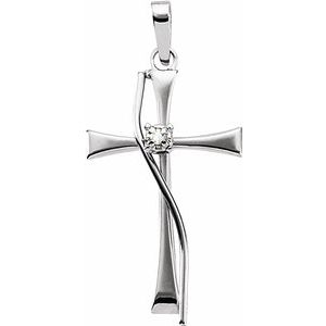 14K White .010 CTW Diamond Cross Pendant - Siddiqui Jewelers