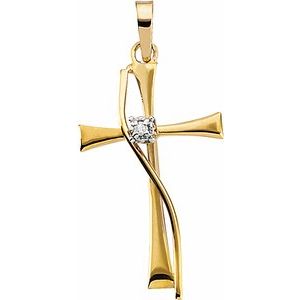 14K Yellow .010 CTW Diamond Cross Pendant - Siddiqui Jewelers