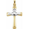 14K Yellow/White 27x19.5 mm Hollow Claddagh Cross Pendant - Siddiqui Jewelers