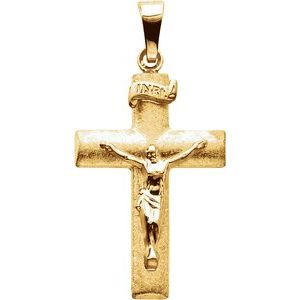14K Yellow 24x16 mm Hollow Crucifix Pendant - Siddiqui Jewelers