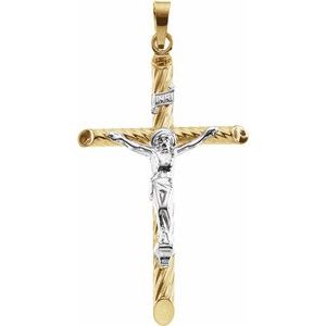 14K Yellow & White 33x21 mm Hollow Crucifix Pendant - Siddiqui Jewelers