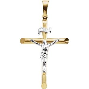 14K Yellow/White 26x19 mm Crucifix Pendant - Siddiqui Jewelers