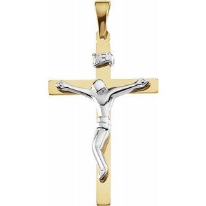 14K Yellow/White 28.5x19 mm Crucifix Pendant - Siddiqui Jewelers