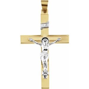 14K Yellow & White 39x26 mm Crucifix Pendant - Siddiqui Jewelers
