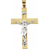 14K Yellow & White 45x29 mm Crucifix Pendant - Siddiqui Jewelers