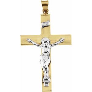 14K Yellow & White 45x29 mm Crucifix Pendant - Siddiqui Jewelers