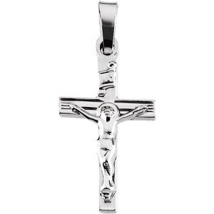 14K White 17.5x11 mm Crucifix Pendant - Siddiqui Jewelers