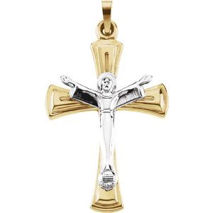 14K Yellow & White 31.75x23 mm Risen Christ Crucifix Pendant - Siddiqui Jewelers